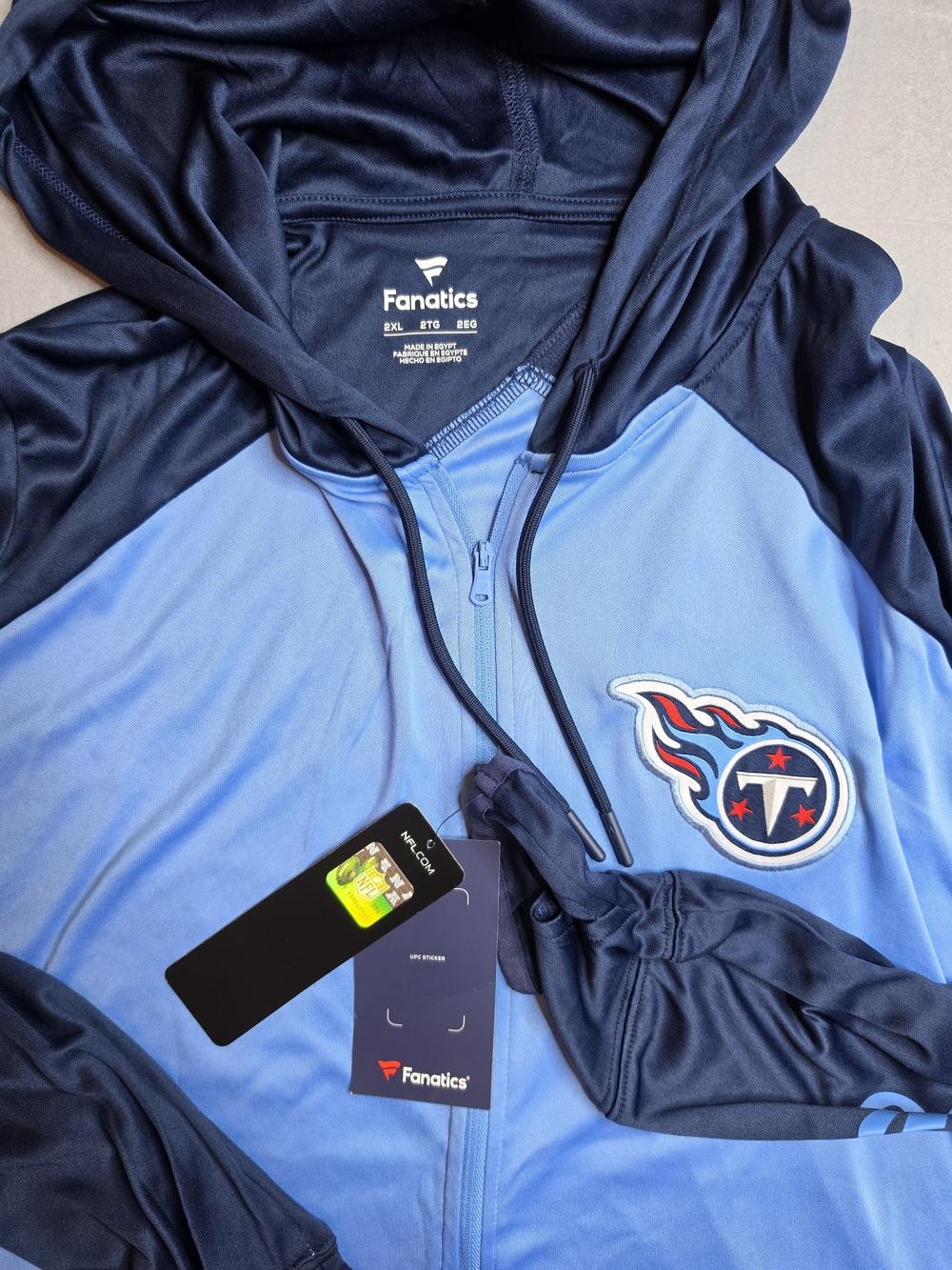 Fanatics Tennessee Titans Light Blue & Navy Full-Zip Hoodie NWT 2XL‎
